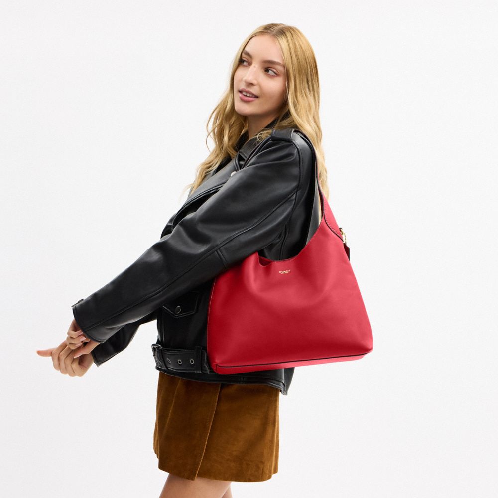 Coach Brooklyn Shoulder Bag 34 Brass/Scarlet