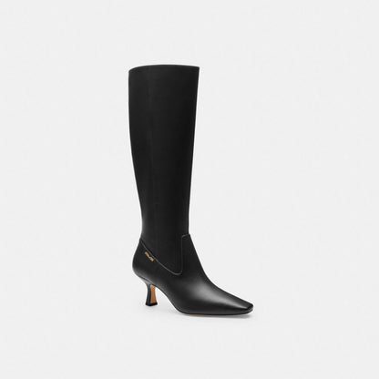 Coach Extended Calf Kitten Heel Tall Boot Black