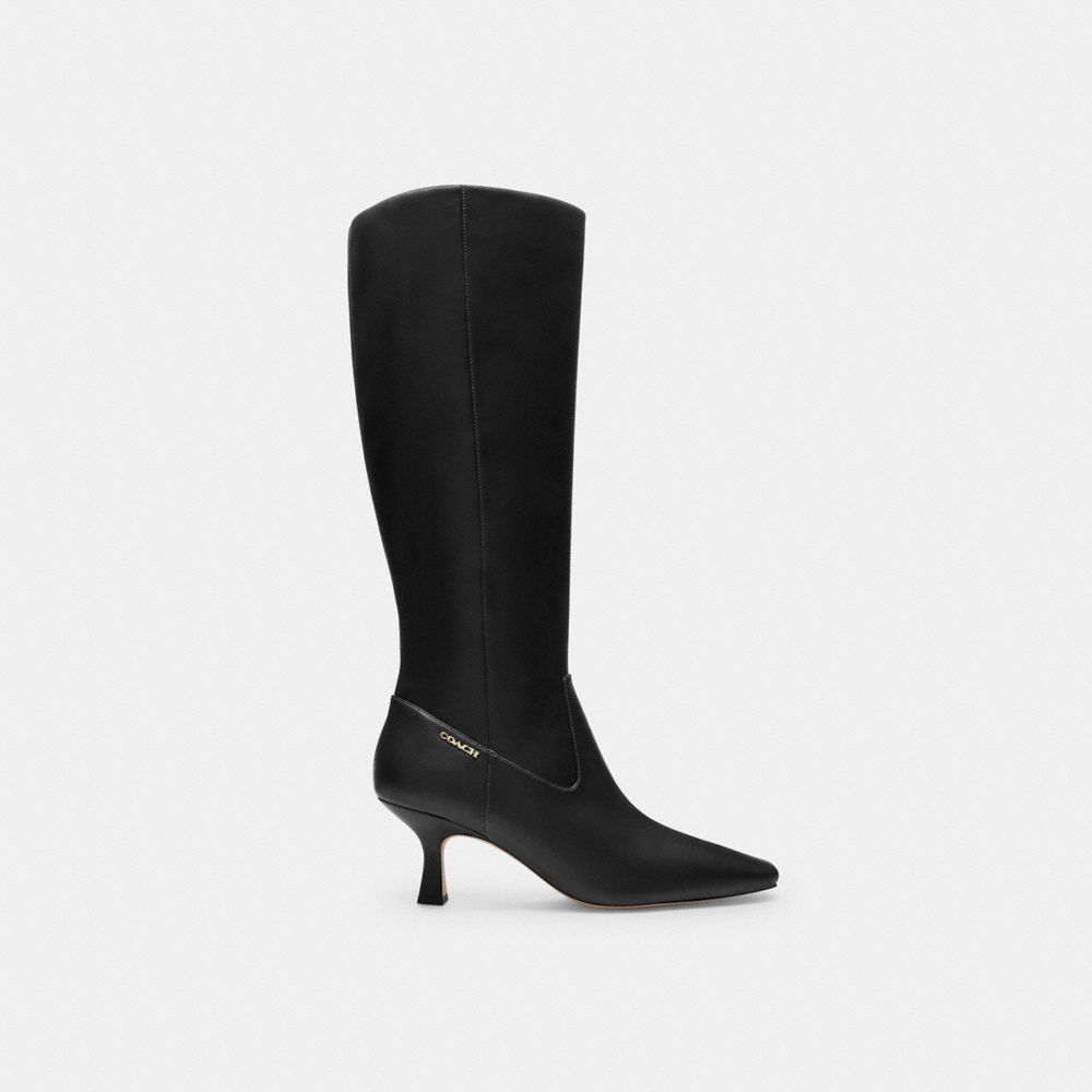 Coach Extended Calf Kitten Heel Tall Boot Black