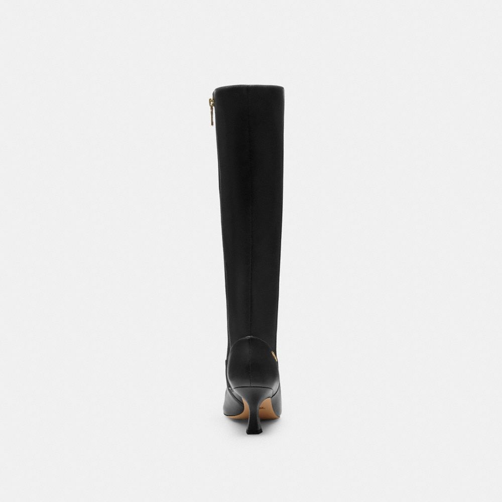 Coach Extended Calf Kitten Heel Tall Boot Black