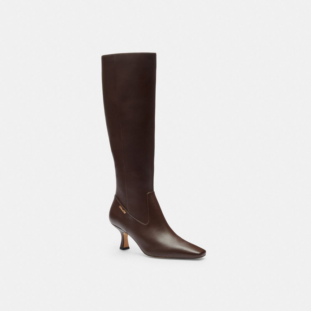 Coach Extended Calf Kitten Heel Tall Boot Maple
