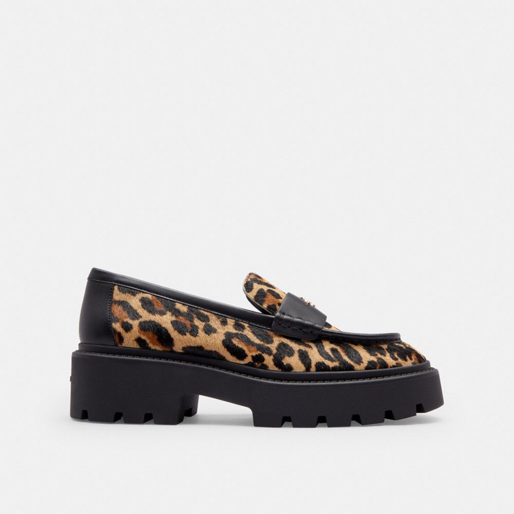 Coach Lucy Loafer With Leopard Print Tan & Black