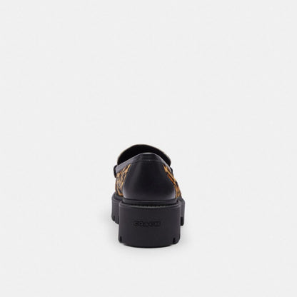 Coach Lucy Loafer With Leopard Print Tan & Black