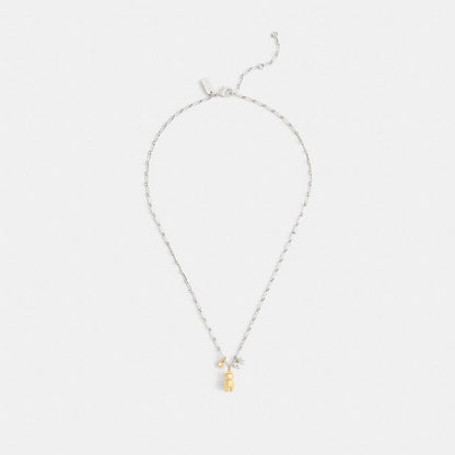 Coach Teddy Bear And Bow Earrings And Necklace Set Gold Silver