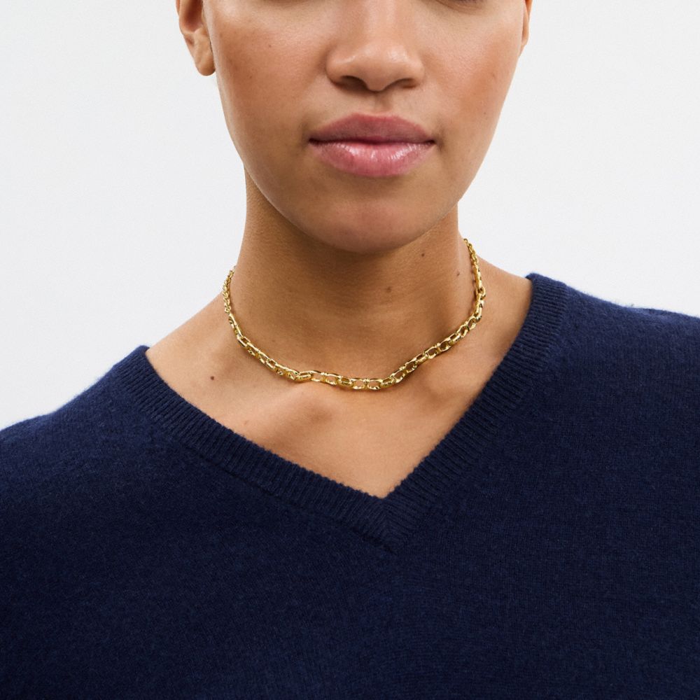 Coach Signature Chain Link Necklace Gold