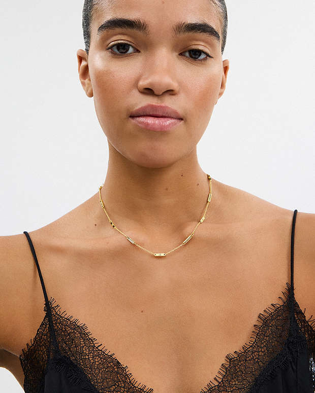 Signature Bar Chain Necklace Gold Gold