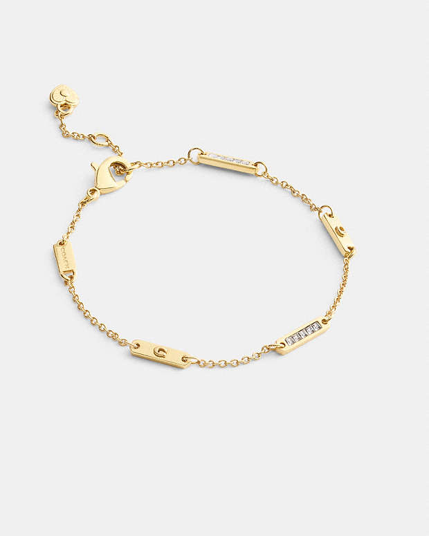 Signature Bar Chain Linear Bracelet Gold Gold
