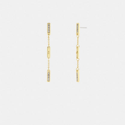 Coach Signature Bar Chain Linear Earrings Gold