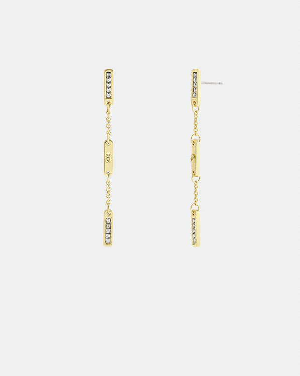 Signature Bar Chain Linear Earrings Gold Gold