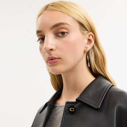 Coach Signature Bar Chain Linear Earrings Gold