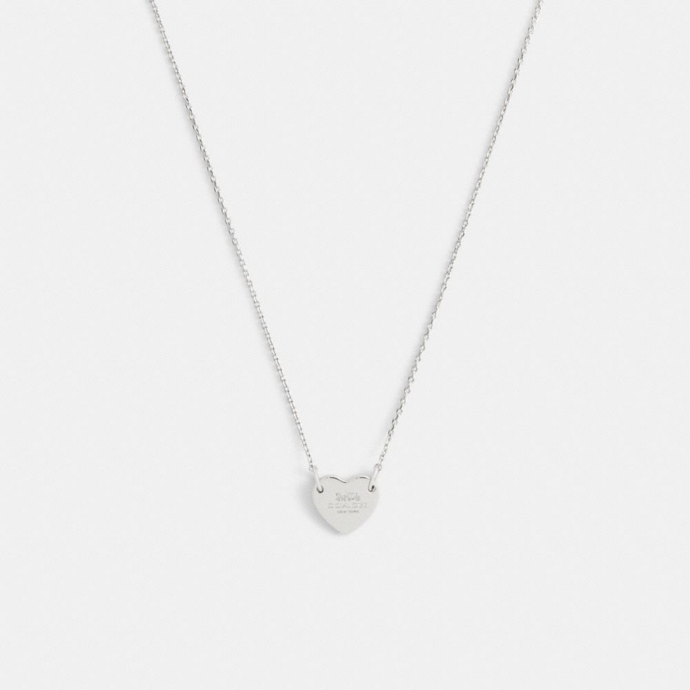 Coach Heart Pendant Necklace Silver Silver