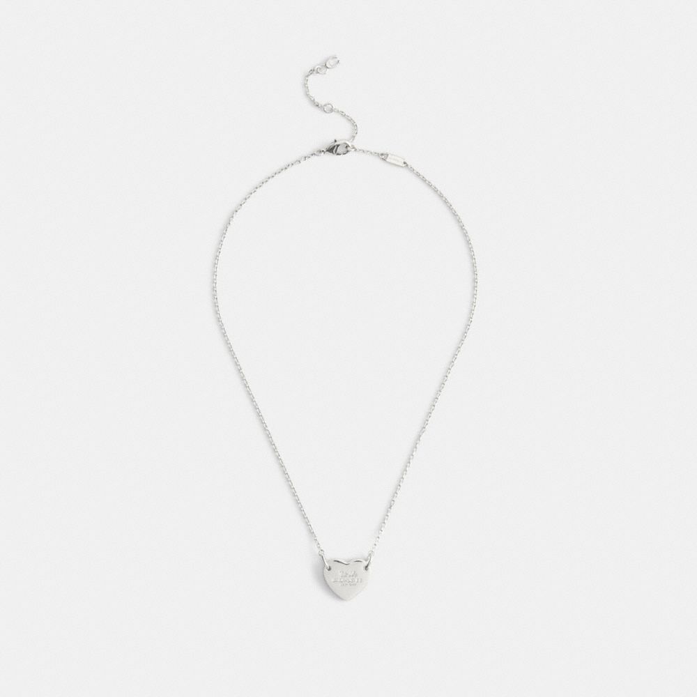 Coach Heart Pendant Necklace Silver Silver