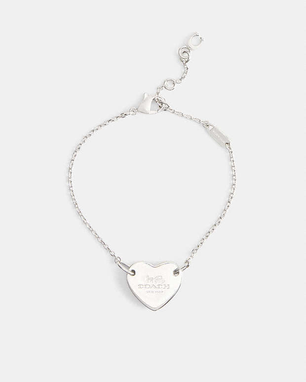 Coach Heart Linear Bracelet Silver Silver