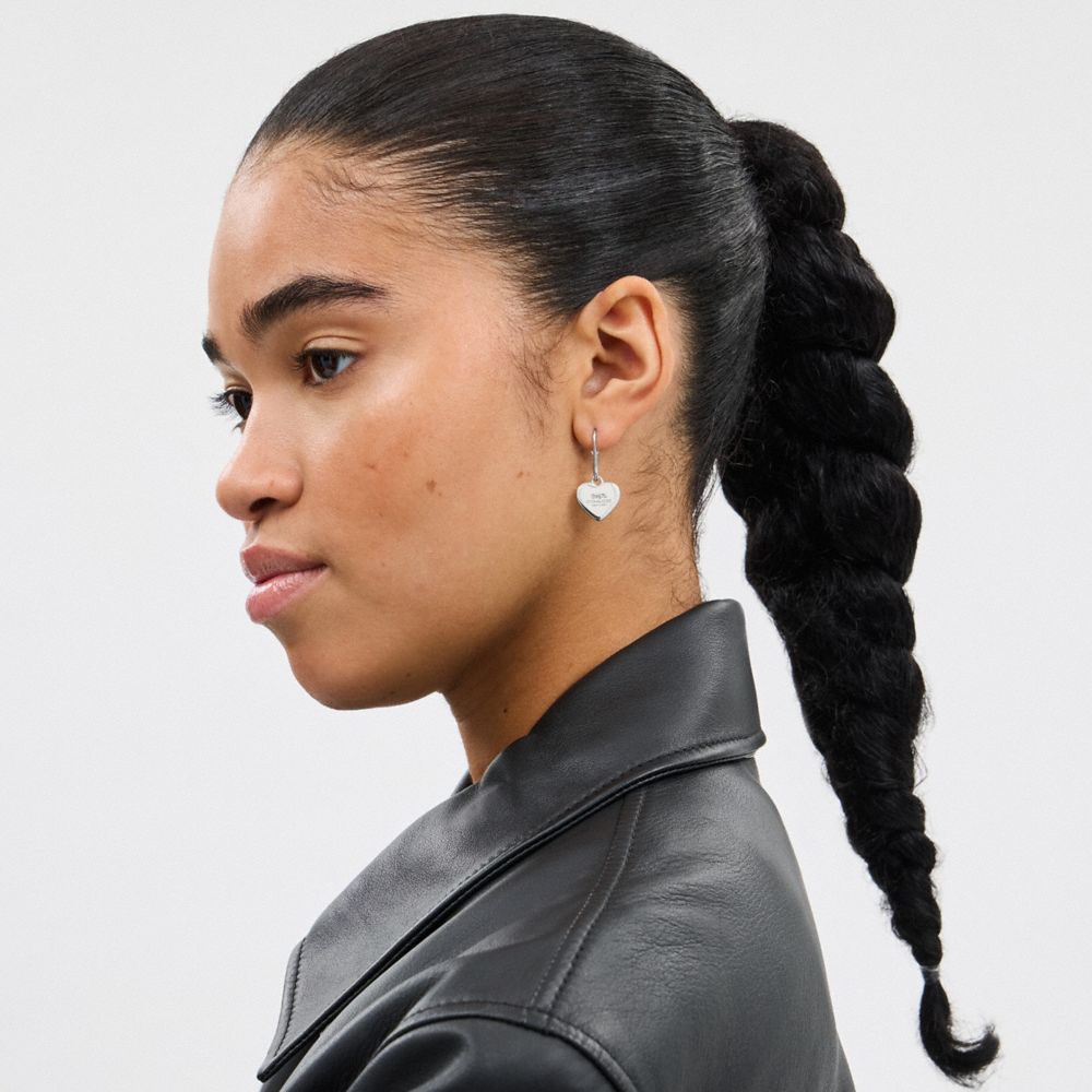 Coach Coach Heart Drop Earrings Silver