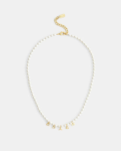 Coach Charms Pearl Necklace Gold-Pearl Gold-Pearl