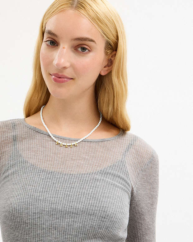 Coach Charms Pearl Necklace Gold-Pearl Gold-Pearl