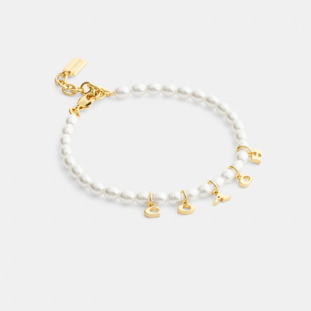 Coach Charms Pearl Bracelet Gold-Pearl Gold-Pearl