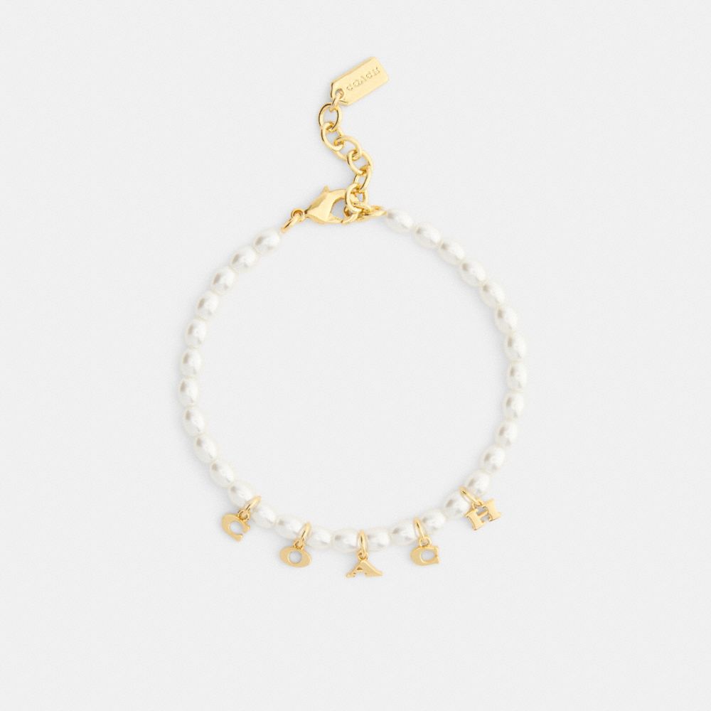 Coach Charms Pearl Bracelet Gold-Pearl Gold-Pearl
