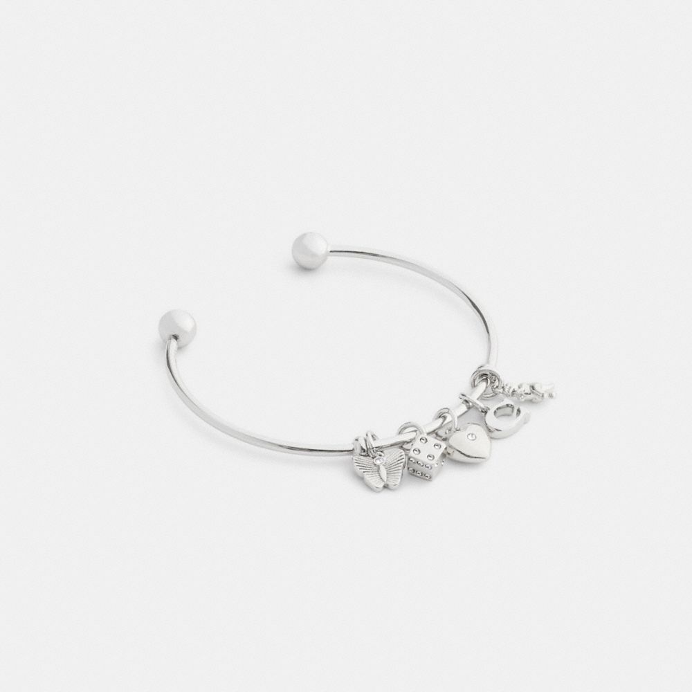 Coach Butterfly And Rexy Charm Cuff Bracelet Silver