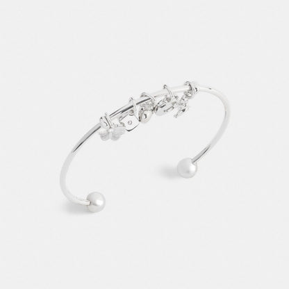 Coach Butterfly And Rexy Charm Cuff Bracelet Silver