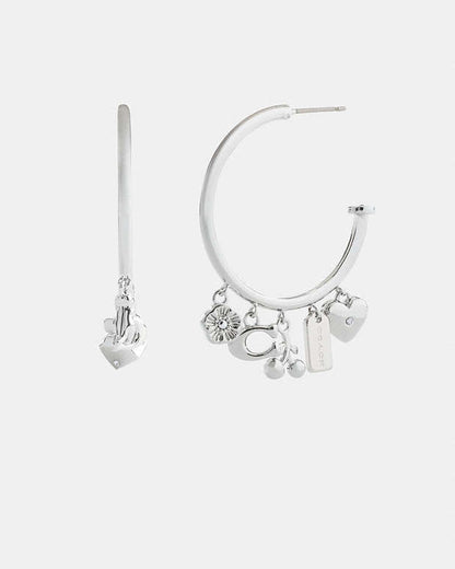 Butterfly And Rexy Charm Hoop Earrings Silver Silver