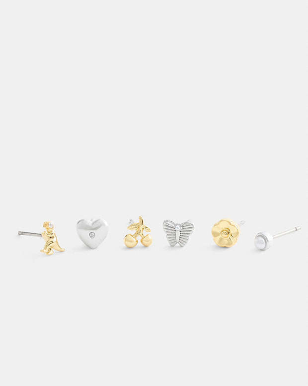 Mini Butterfly And Rexy Stud Earrings Set Gold-Silver Gold-Silver