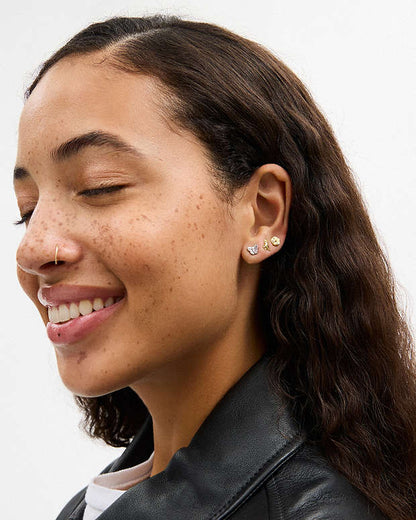 Mini Butterfly And Rexy Stud Earrings Set Gold-Silver Gold-Silver