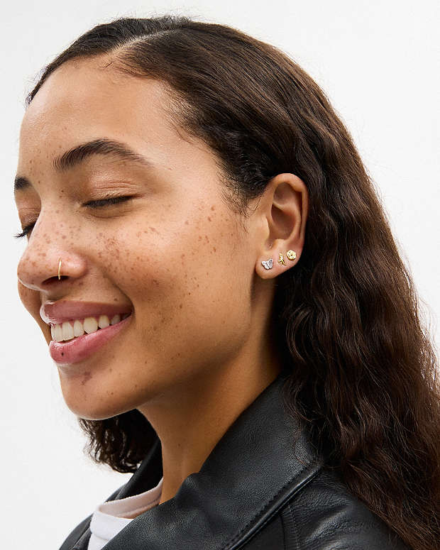 Mini Butterfly And Rexy Stud Earrings Set Gold-Silver Gold-Silver