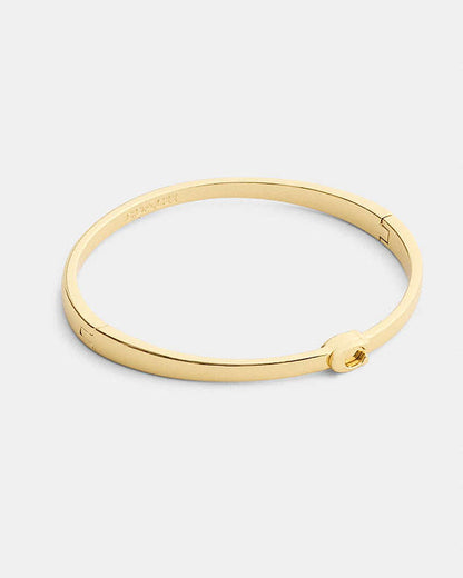 Thin Signature Hinged Bangle Gold Gold