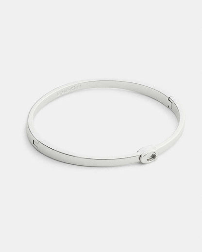 Thin Signature Hinged Bangle Silver Silver