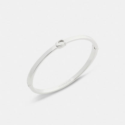 Coach Thin Signature Hinged Bangle Silver