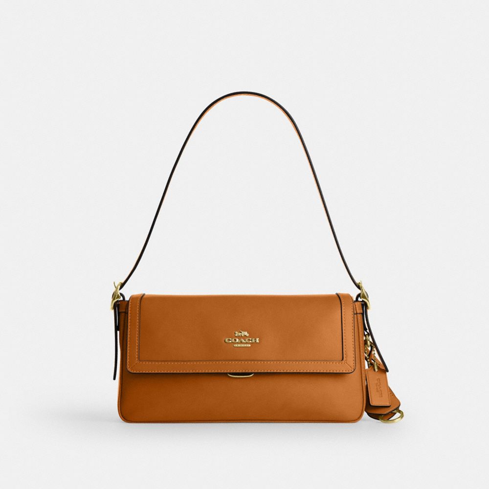 Coach Etta Small Flap Shoulder Bag Gold/Brown