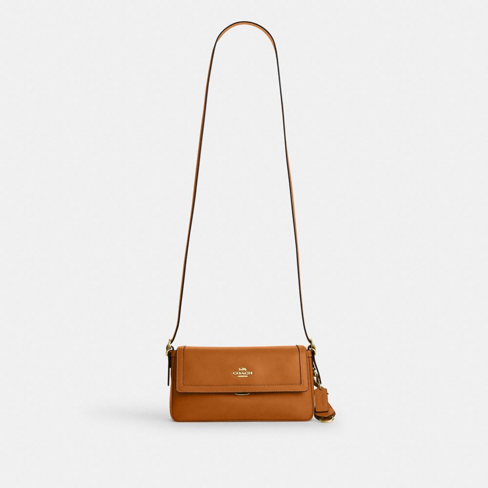 Coach Etta Small Flap Shoulder Bag Gold/Brown