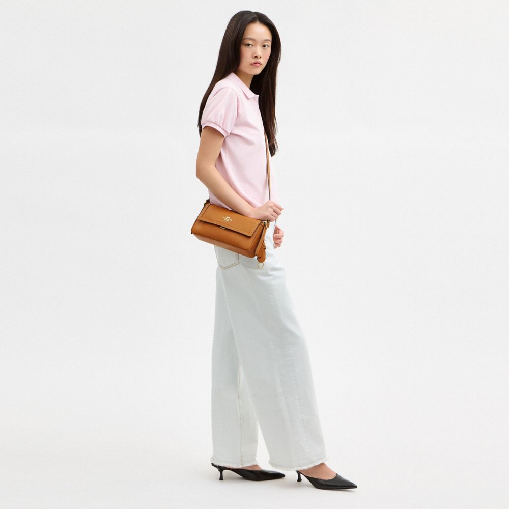 Coach Etta Small Flap Shoulder Bag Gold/Brown