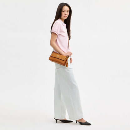 Coach Etta Small Flap Shoulder Bag Gold/Brown