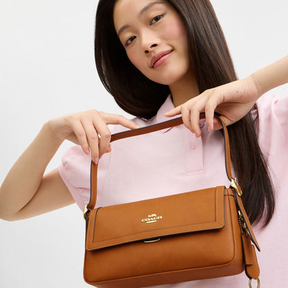 Coach Etta Small Flap Shoulder Bag Gold/Brown