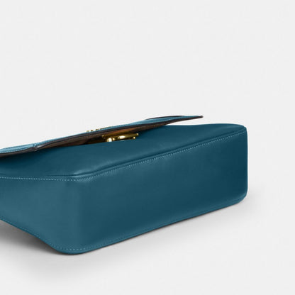 Coach Etta Small Flap Shoulder Bag Gold Teal Ink