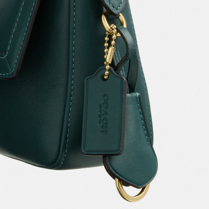 Coach Etta Small Flap Shoulder Bag Gold Teal Ink