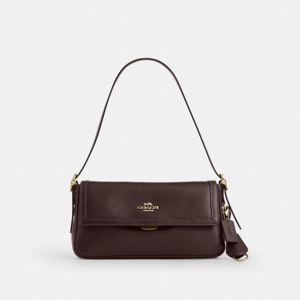 Coach Etta Small Flap Shoulder Bag Gold Espresso