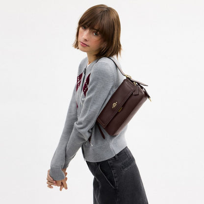 Coach Etta Small Flap Shoulder Bag Gold Espresso