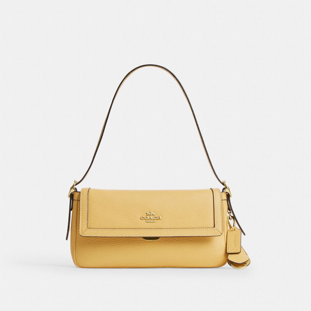 Coach Etta Small Flap Shoulder Bag Gold Soft Yellow