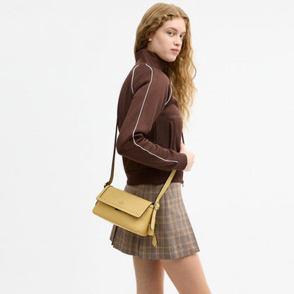 Coach Etta Small Flap Shoulder Bag Gold Soft Yellow