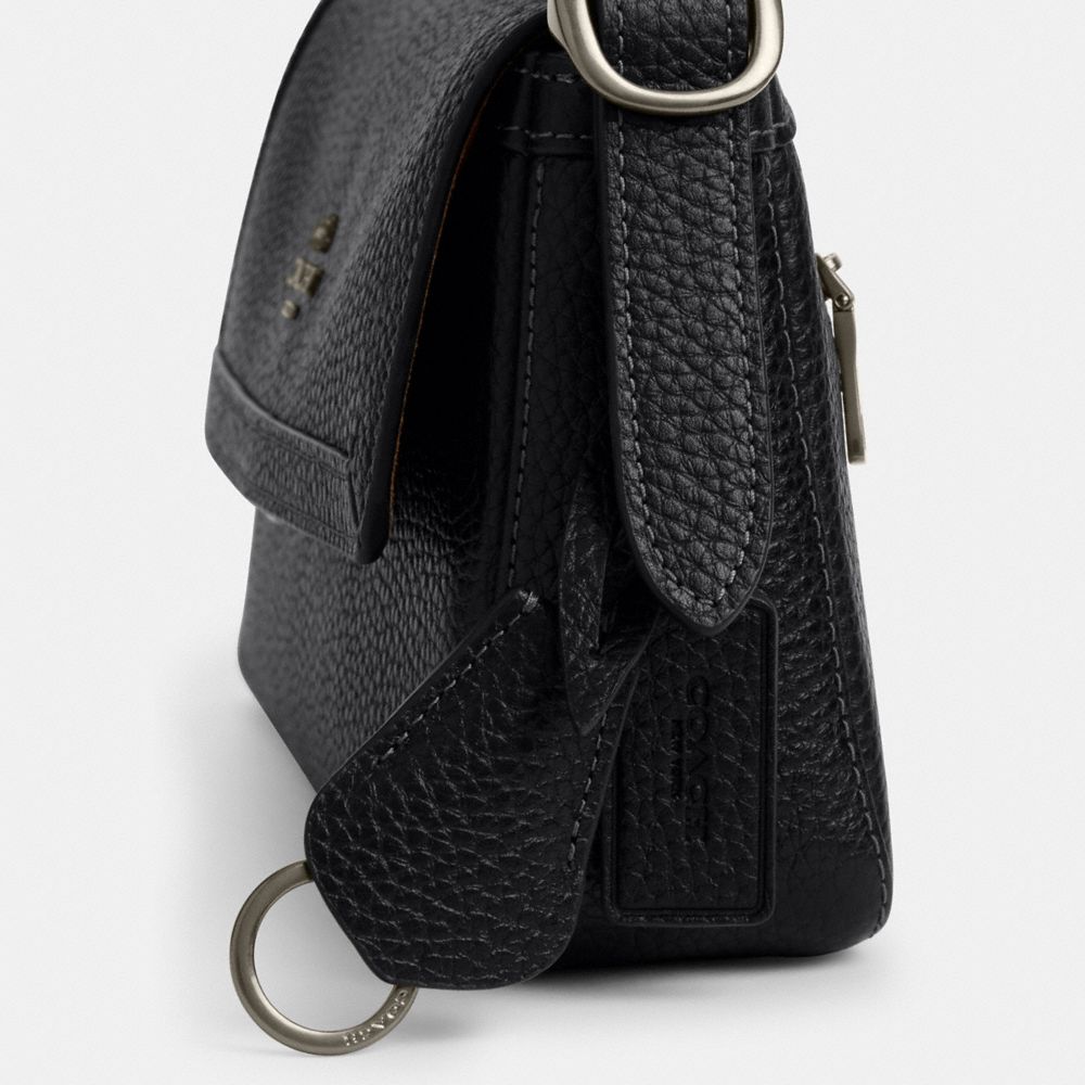 Coach Etta Small Flap Shoulder Bag Gunmetal Black