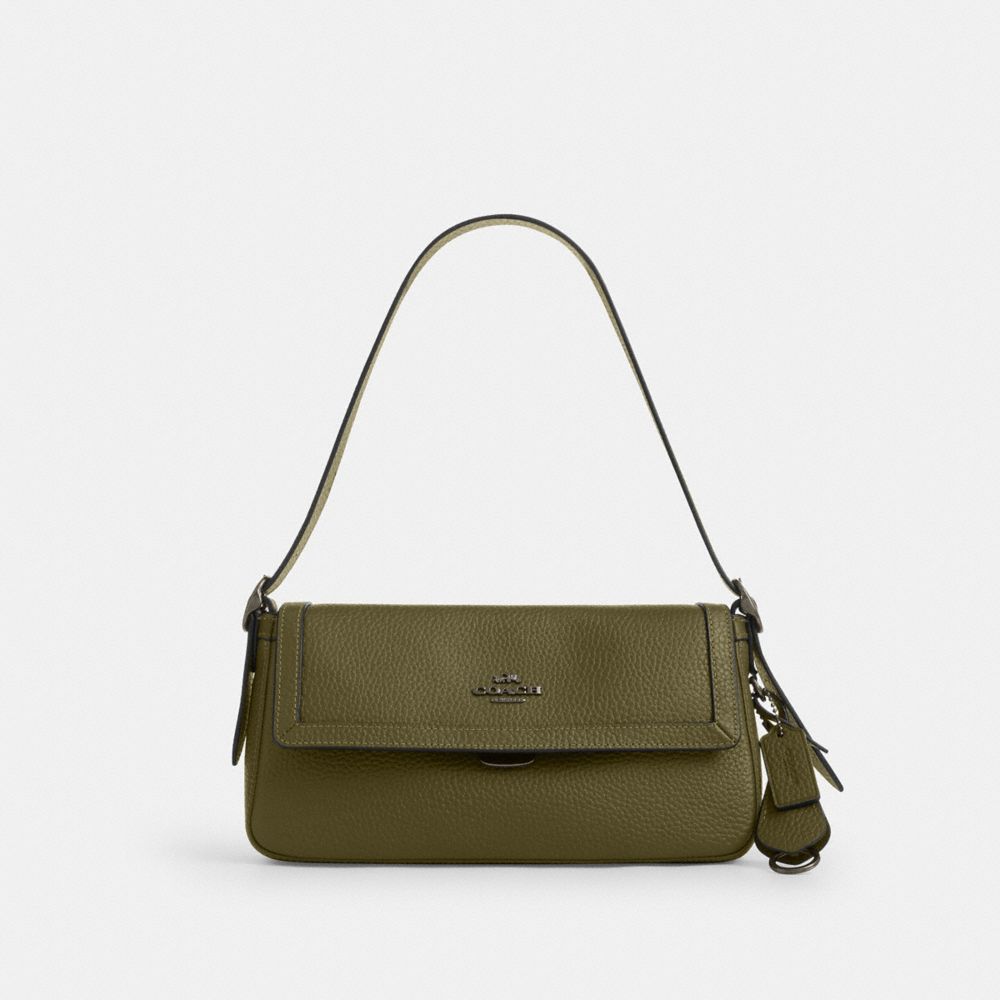 Coach Etta Small Flap Shoulder Bag Gunmetal Olive