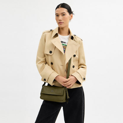 Coach Etta Small Flap Shoulder Bag Gunmetal Olive