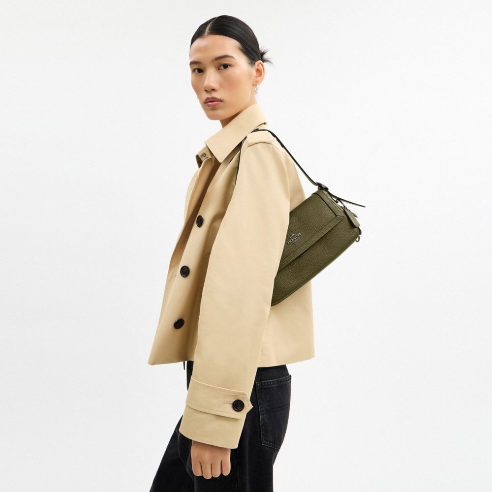 Coach Etta Small Flap Shoulder Bag Gunmetal Olive