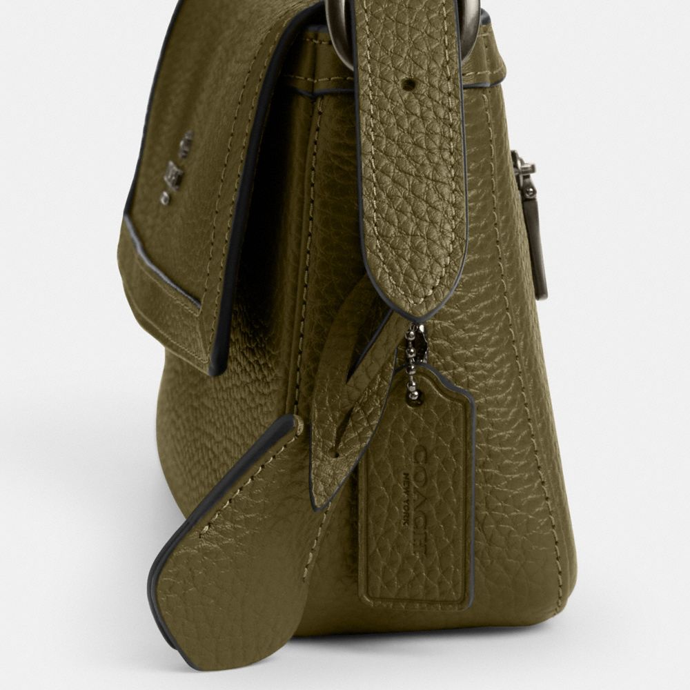 Coach Etta Small Flap Shoulder Bag Gunmetal Olive