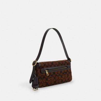 Coach Etta Small Flap Shoulder Bag In Signature Chenille Gold Truffle