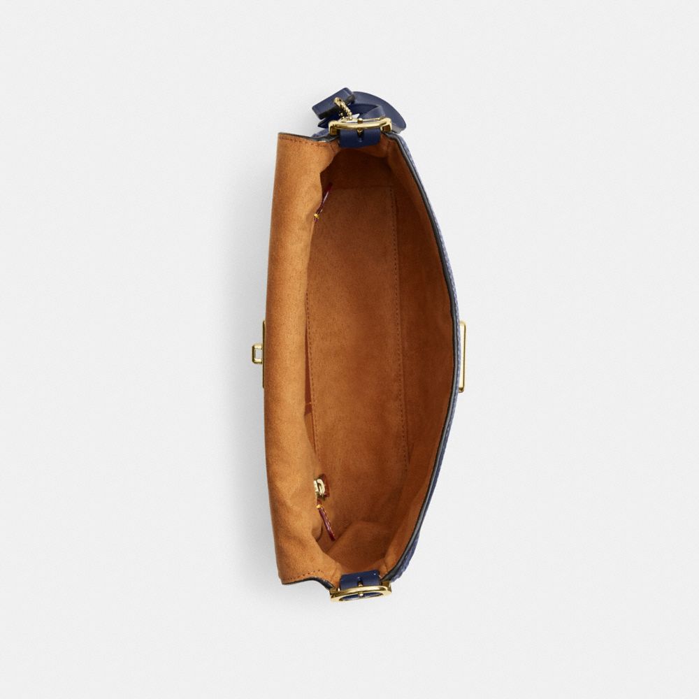 Coach Etta Small Flap Shoulder Bag In Signature Chenille Gold/Navy