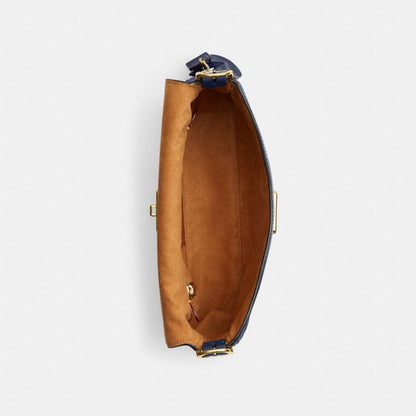Coach Etta Small Flap Shoulder Bag In Signature Chenille Gold/Navy